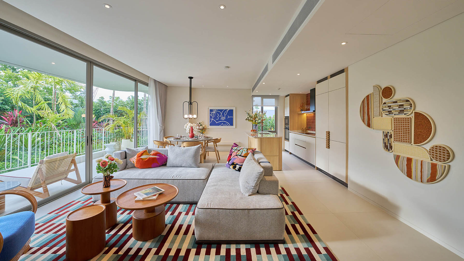 Luxury hotel lobby with dramatic lighting installation